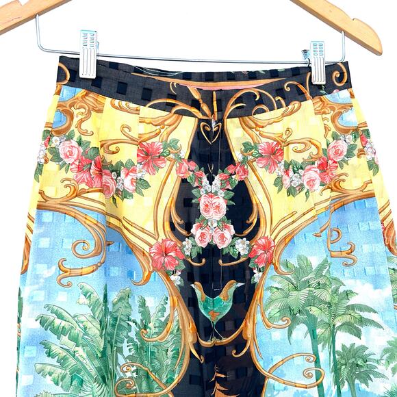 Beppe Spadacini 90s Midi Skirt Garden Versace Greek Print Italian 42 Baroque 6 - Picture 7 of 10